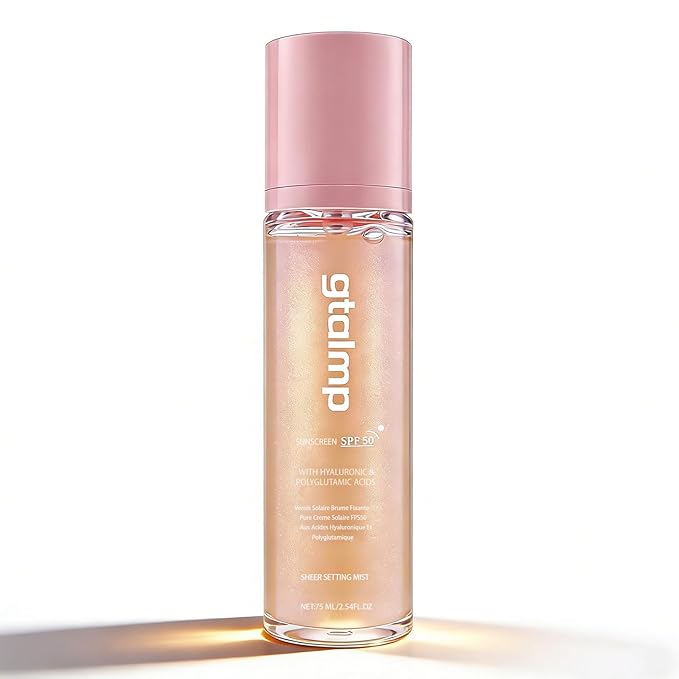 Sheer Setting Mist Sunscreen SPF 50, Glitter Body & Face Sunscreen Spray, Weightless, Fast Drying Setting Spray for a Hydrated, Dewy Finish, Beach, Festival, Summer Vacation (1 Pack)