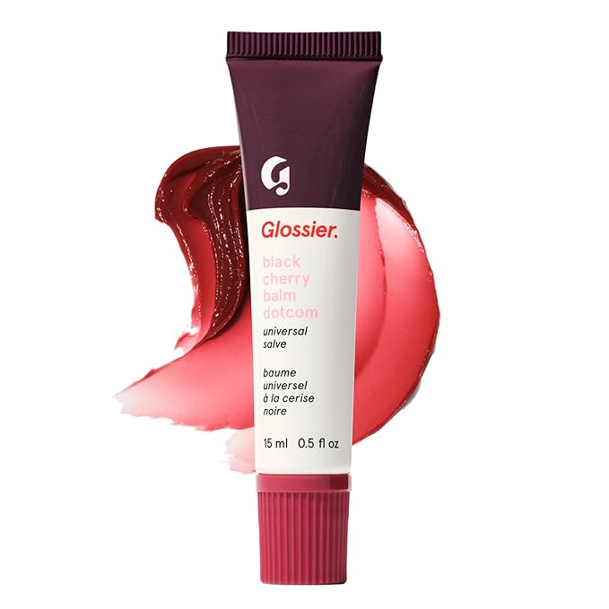 Glossier Balm Dotcom Hydrating Tinted Lip Balm - Universal Salve, Up to 12Hr Moisture for Dry Lips, Cuticles & Skin - Lanolin, Beeswax & Castor Oil - Black Cherry, Burgundy Tint, 15ml