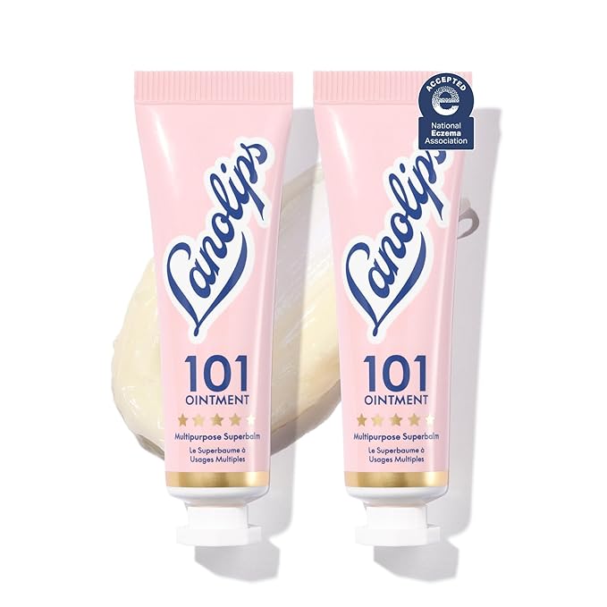 Lanolips 101 Multipurpose Ointment Duo - Lanolin Lip Balm & Healing Ointment for Skin Barrier Repair - Moisturizer for Dry Lips, Cuticles & Elbows - Original Superbalm (2-Pack, 0.52 oz each)