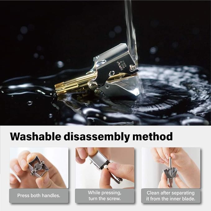 ROYAL [Made in Korea] Gold Nose Hair Trimmer for Men, Golden Birdie, Allergy-Free, Manual, Battery-Free, Waterproof, Painless with Twelve Dual-Edged Blades, Patented Mechanism ET-4PG