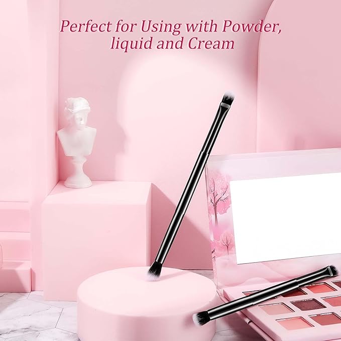 24 Pcs Eyeshadow Smudge Brush 2 in 1 Eyeshadow Double Ended Concealer Brush Under Eye Small Soft Firm Pointed Foundation Makeup Applicator for Blending Eye Shadow Liner(Black)
