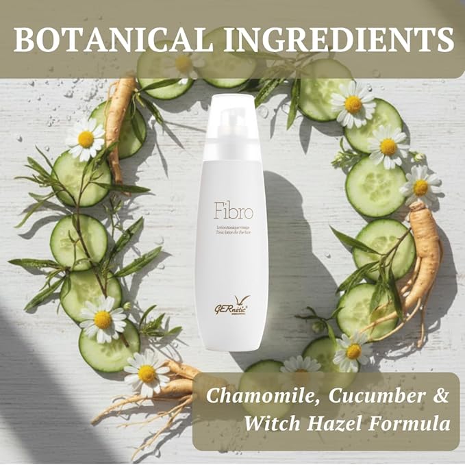 GERnetic Fibro Alcohol-Free Facial Toner, Gentle Makeup Remover with Chamomile & Cucumber, For All Skin Types, Plant-Based Face Tonic Lotion, 200ml/6.76 fl oz