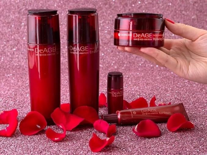 CHARMZONE DeAge Red Addition Korean Skincare Set of 3 – Anti-Aging Red Wine Face Care with Toning Water, Emulsion & Cream – Hydrating, Nourishing, Gift-Ready (10.98 fl. oz)