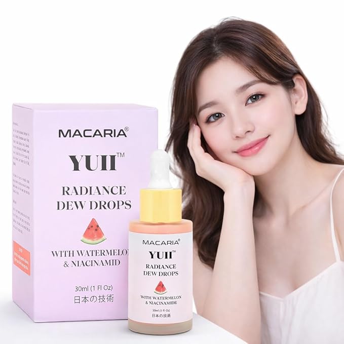 YUII Glow Dew Drops Watermelon Niacinamide Serum, Watermelon Glow Toner Highlighter Serum Moisturize with Hyaluronic Acid, Lightweight Facial Serum & Priming Liquid Highlighter (Japanese Recipe)
