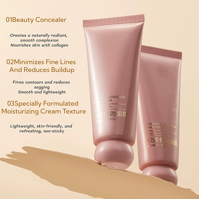 Collagen Tinted Moisturizer - Dewy Bare Tinted Foundation Hydrator Second Skin 2-Minute Natural Makeup Routine, Tinted Face Cream Lightweight Buildable Coverage Non-Greasy Glow Booster