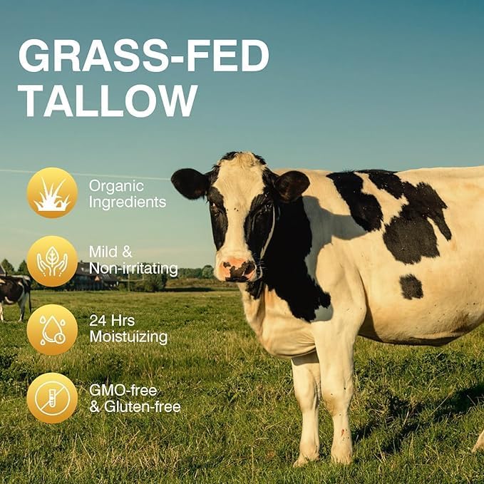 Beef Tallow for Skin, Tallow and Honey Cream,Tallow Face Moisturizer, Natural Grass-Fed Beef Tallow Balm with Raw Honey Moisturizing Cream for Body Lotion Skin Care for Skin (2.47 Oz)