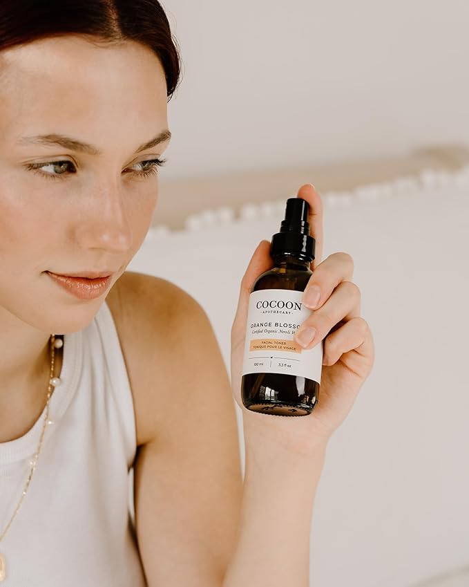 COCOON APOTHECARY Orange Blossom Facial Toner, Ecocert Cosmos Organic, Balance Oil Levels, Oily/Combination Skin, Calm + Cool, Orange Blossom (Neroli) Water, 3.3 fl oz