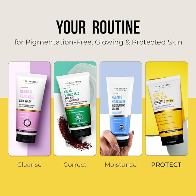 Dr. Sheth's Kesar Sunscreen with SPF 50 Pa++++ | For Daily Moisturization | For All Skin Types | 50 g