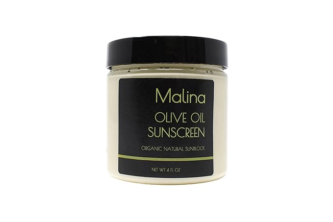 Malina™ Organic Olive Oil Natural Sunscreen | SPF 30+ | Nontoxic | Baby-Safe | Reef-Safe | No Preservatives | No Synthetic Fragrance (4 Fl Oz)