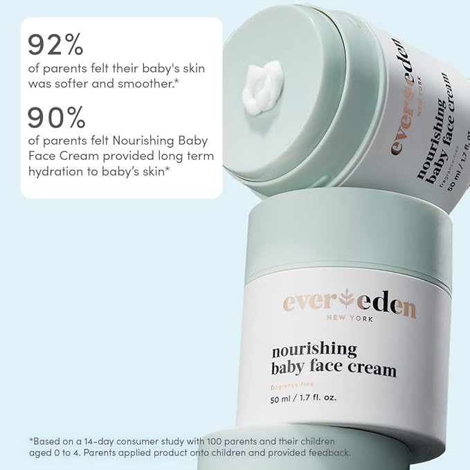 Evereden Nourishing Baby Face Cream, 1.7 oz & Premium Sunscreen SPF 30, 2 fl oz. | 2 Item Bundle Set | 100% Mineral Sunscreen with Zinc Oxide | Clean Baby Skincare