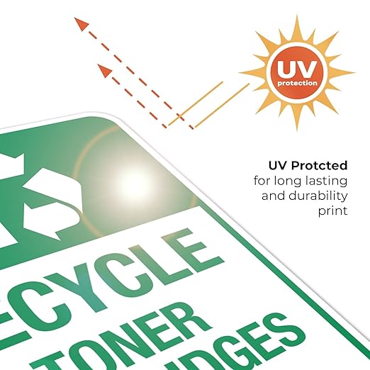 Recycle Toner Cartridges Sign, 18x24 Inches, 55 mil Thick HDPS (high Density polystyrene), Made in USA