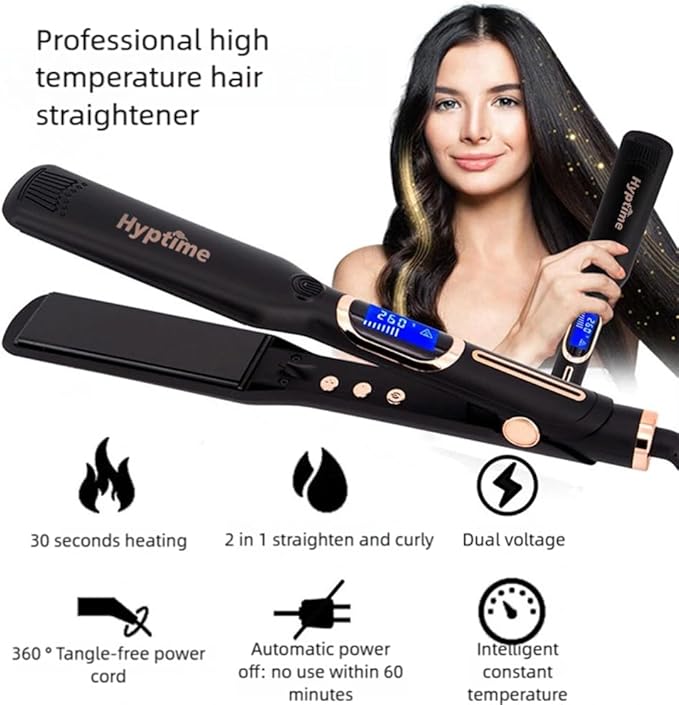 0.4 Inch Titanium Pencil Flat Iron, Small Curling Iron for Short Hair & Pixie Cut, LCD Temp Control 150-500°F, Dual Voltage Fast Heating Styling Tool for Men & Women