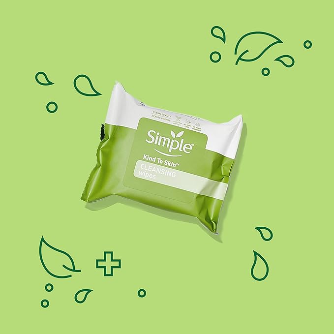 Simple Kind to Skin Facial Wipes Gentle and Effective Makeup Remover Cleansing Free from color and dye artificial perfume and harsh chemicals 25 Wipes (Pack of 3)