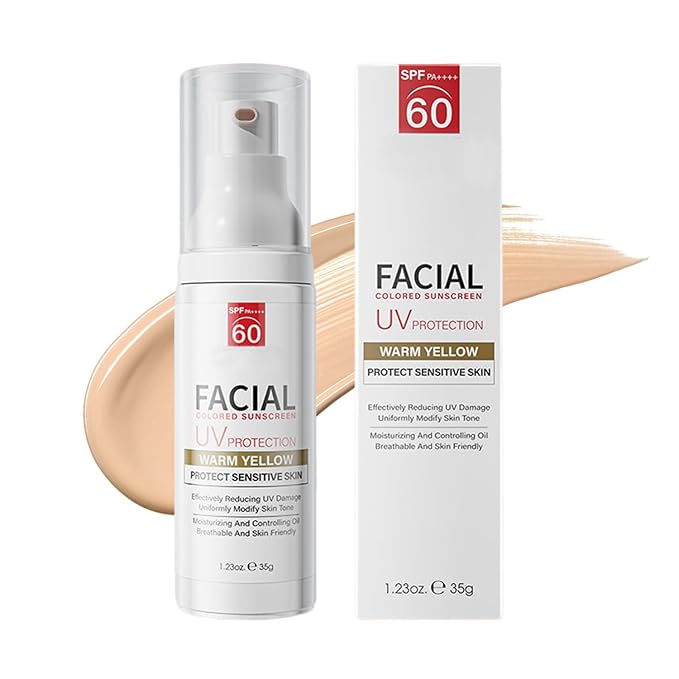 Tinted Mineral Face Sunscreen SPF 60, Tinted Moisturizer with SPF & Hyaluronic Acid, Mineral Sunscreen for Dry Sensitive Skin, Against UVA and UVB Rays, Ultra-Lightweight, Non-Greasy