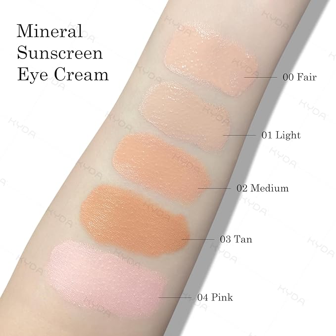 KYDA Mineral Eye Cream, Tined Eye Cream Color Corrector, 3-in-1 Anti-Aging Eye Cream for Dark Circle and Fine Lines, SPF 35, Light