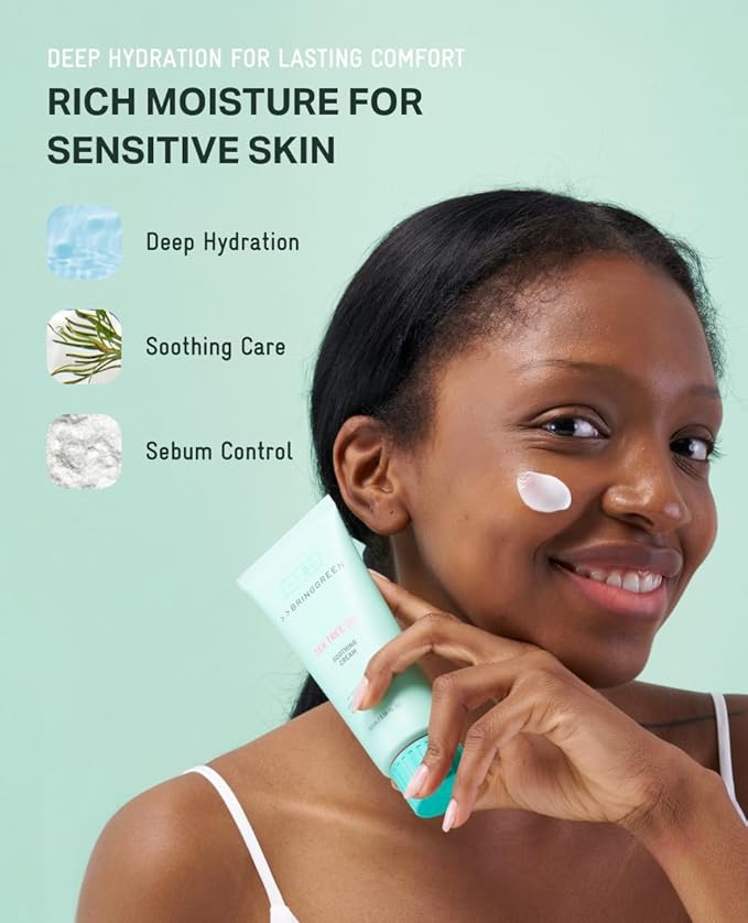 BRING GREEN Tea Tree Cica Soothing Cream Plus 100ml Korean Skin care (Pack of 2)