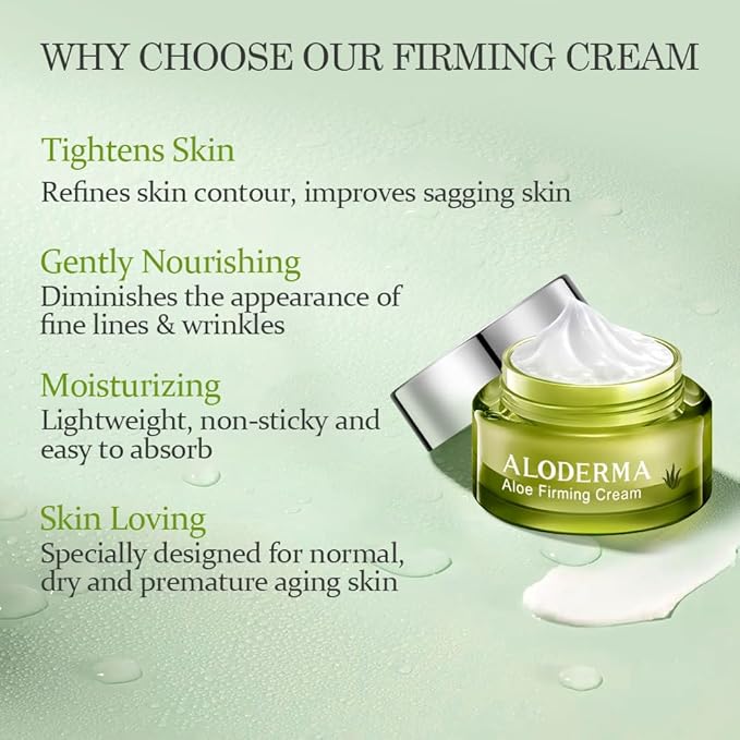 Aloderma Essential Aloe Firming & Rejuvenating Skin Care Set - 5 Pieces - Gel, Cleanser, Toner x2, Cream