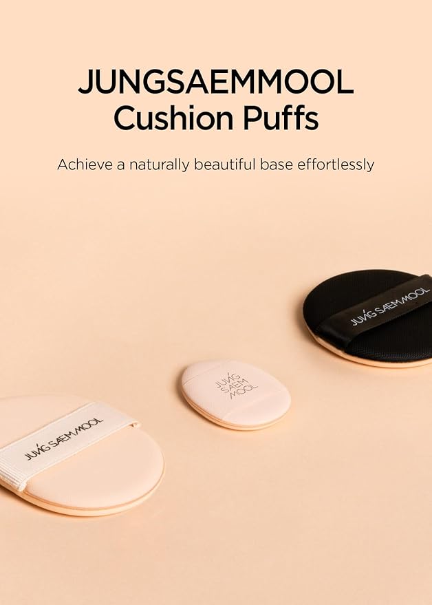 JUNG SAEM MOOL Cushion Puff | Natural Cover Puff for Smooth Fitting, Round Shape 2.1 Inch, Set (2pc)