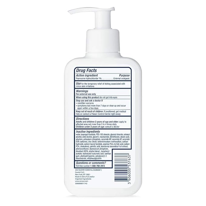 CeraVe Anti Itch Moisturizing Lotion with Pramoxine Hydrochloride, Relieves Itch with Minor Skin Irritations, Sunburn Relief, Bug Bites, 8 Ounce