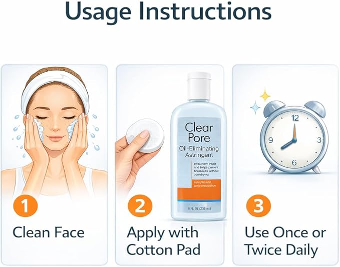 Facial Toner for Oily Skin, Daily Face Toner for Balanced and Refreshed Appearance, Lightweight Liquid Skin Care Step, 8 fl oz