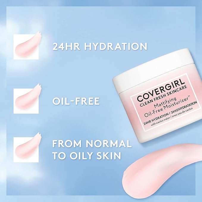 COVERGIRL Clean Fresh Skincare Mattifying Oil-Free Moisturizer, 2.0 Oz