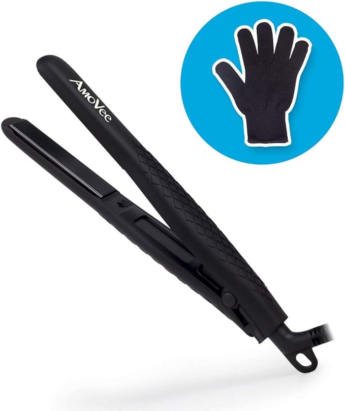 Mini Flat Iron, 0.7 Inch Mini Hair Straightener, Small Flat Iron for Short Hair,Curls Bangs, Dual Voltage Travel Hair Straightener（Black）
