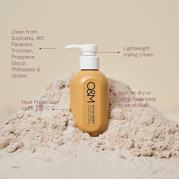 O&M Style Guru Styling Cream, Lightweight Texture Cream for Volume Shine Frizz Control, Adds Soft Movement to Blow Outs, Vegan Cruelty Free with Macadamia Oil Shea Butter UV Protection, 150ml