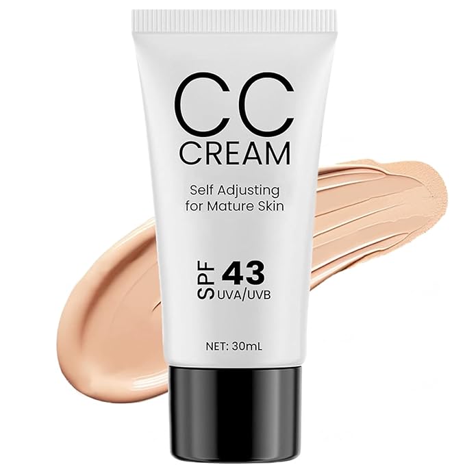 CC Cream for Older Women, Skin Tone Adjusting CC Cream Spf 43, Self Adjusting for Mature Skin, Intense Moisture, Conceals Pigmentation, All Skin Types (1 PCS)