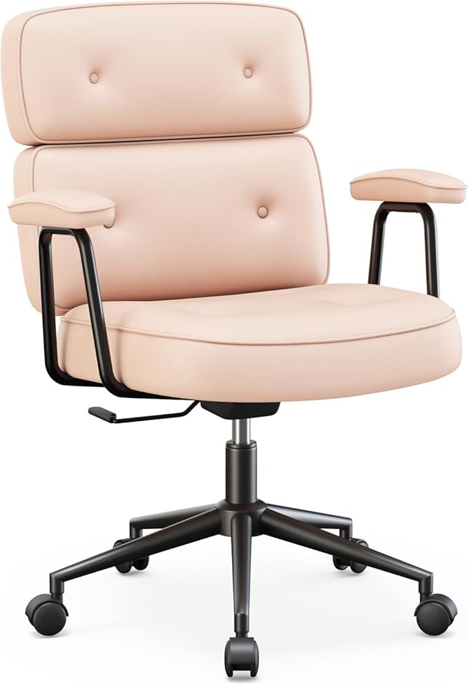 OLIXIS Ergonomic Home Office Desk Chair, Computer Chair with Lumbar Support Adjustable Height Rolling Swivel Executive Task Armrests Chair, Hot Pink