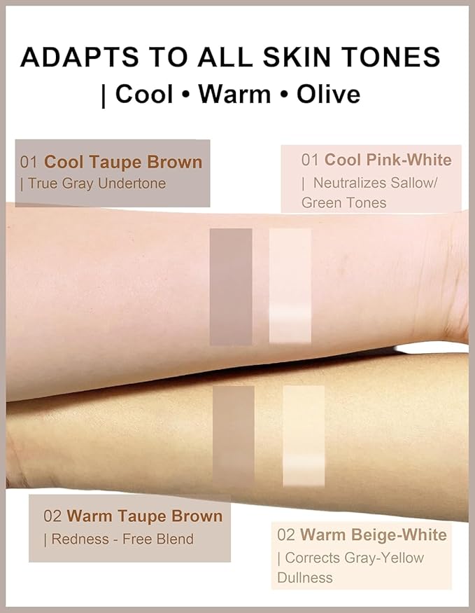 2PCS Cool Toned Liquid Contour & Highlighter Stick for Fair Pale Light Skin, Grey Nose Contour Sitck, Cream Face Shaping Makeup Kit Long-Lasting & Matte Finish Vegan & Cruelty-Free#02 Warm Toned Set