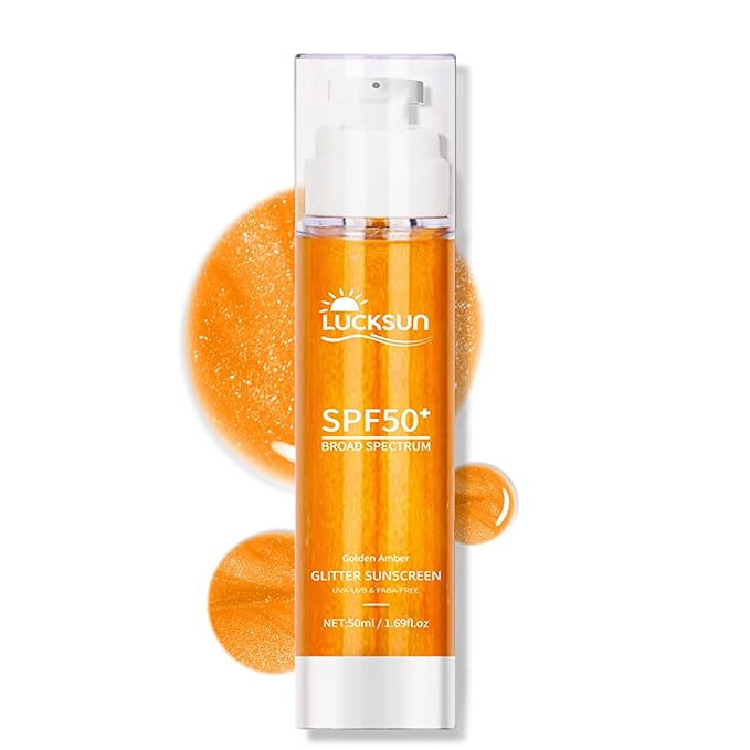 SPF 50 Sunscreen Body Glow Oil – Rose Gold Mica & Coconut Oil, Broad Spectrum Water Resistant Moisturizer, Lightweight Shimmer for Beach & Daily Use (Electrum)
