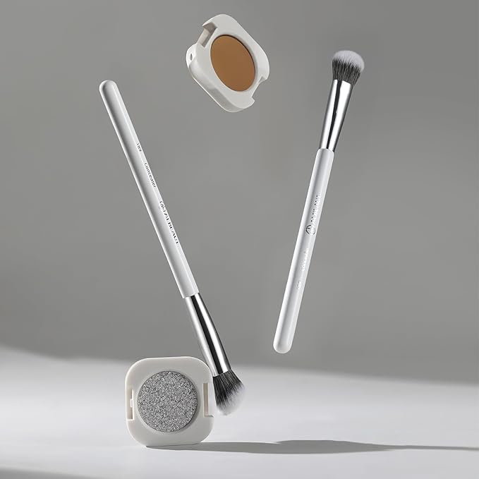 Face Makeup Brush Set 6PCS, Angled Cream Foundation Liquid Blush Brush Concealer Brush Under Eye, Nose Contour Eyeliner & Brow Brush