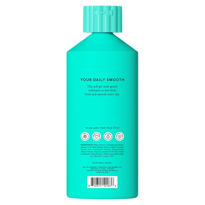Billie Exfoliating Womens Body Wash, 18 fl oz, Sea Salt & Floral Scent, Vegan, Cruelty Free