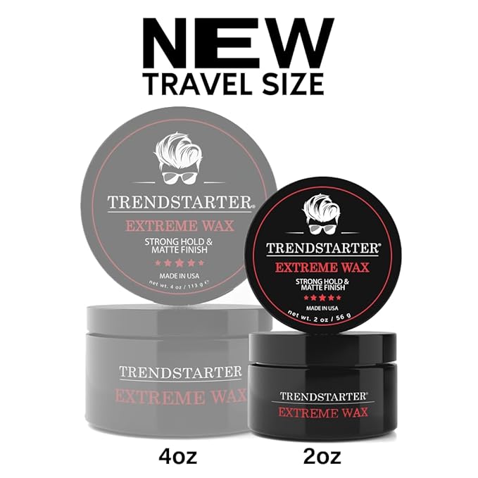 TRENDSTARTER - EXTREME Premium Water Based Pomade - Travel Size - Strong Hold - Matte Finish - Flake-Free Styling for All Hair Types