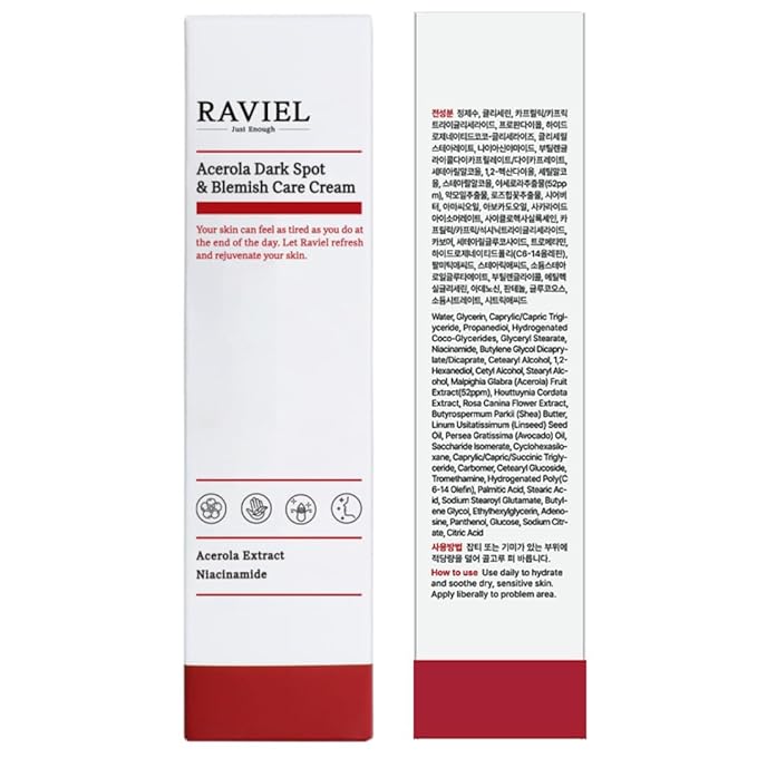 RAVIEL Acerola & Snail Mucin Dark Spot Care Cream for All Skin Types 1.7 fl oz, Dark Spot Corrector & Blemish Remover, Daily Skin Moisturizing Cream, Anti wrinkle, Anti aging