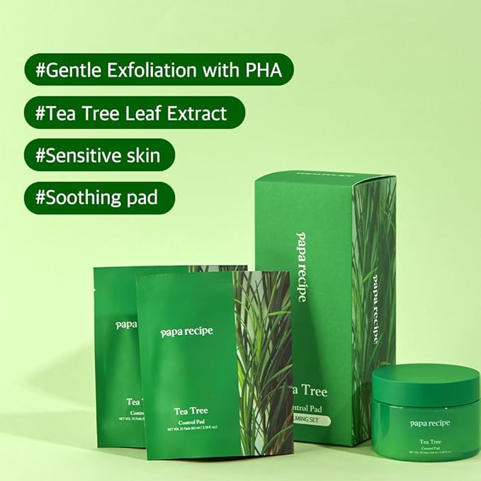Papa Recipe Tea Tree Toner Pads Refill (Large 3 Inch) _PHA Exfoliating Pads for Clearer, Balanced Skin_Korean Skincare, 35 Sheets
