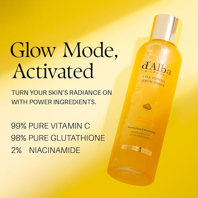 d'alba Piedmont 3 Step Vita Toning Routine, Vita Capsule Hydrogel Mask (4 Sheets) & Vita Toning Serum Toner & Capsule Cream