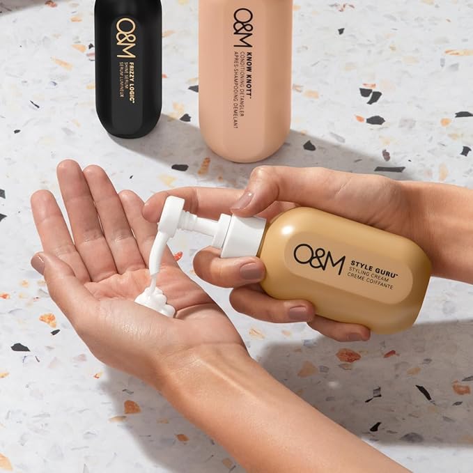 O&M Style Guru Styling Cream, Lightweight Texture Cream for Volume Shine Frizz Control, Adds Soft Movement to Blow Outs, Vegan Cruelty Free with Macadamia Oil Shea Butter UV Protection, 150ml
