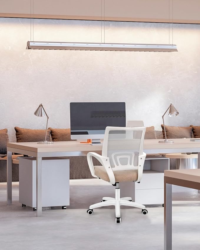 NEO CHAIR Office Desk Computer Chair Ergonomic Mesh Gaming Mid Back Seat with Comfy Lumbar Support Adjustable Height Swivel for Home Task (Beige)