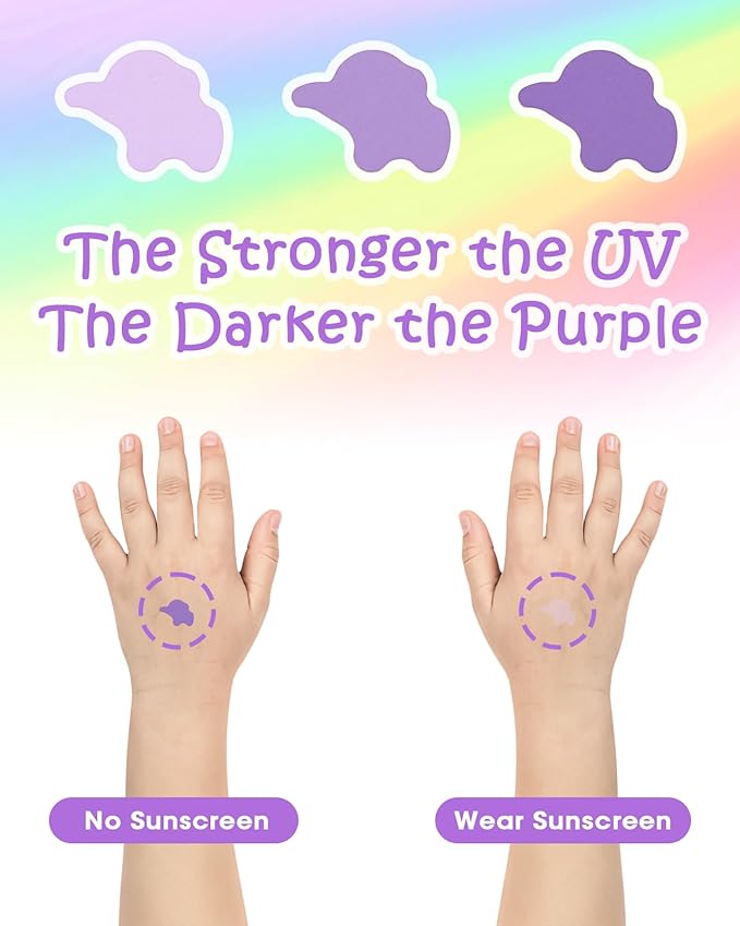 UV Detection Stickers for Sunscreen - 80 Count UV Detection Stickers, Know When to re-Apply Sunscreen, Sun Protection Reminder, 8 Fun Pattern Types