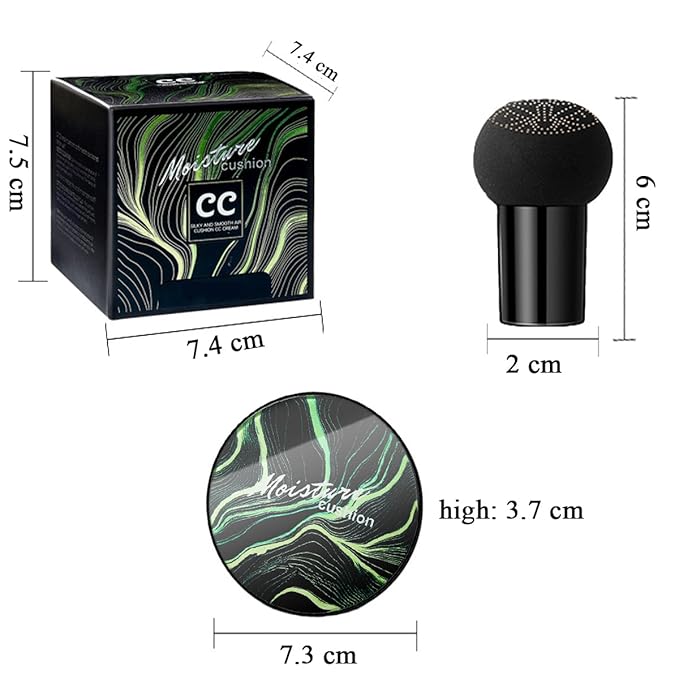 Air Cushion CC Cream Mushroom Head Foundation,BB Cream Makeup Foundation,Moisturizing Concealer,Long Lasting Full Coverage Waterproof,Even Skin Tone for All Skin Types (4# Nude, 20g)