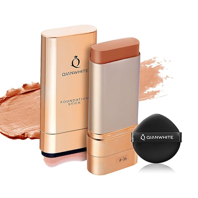 Foundation Stick Waterproof Natural Nude Makeup, Full Coverage Korean Makeup Skin Tint With Brush for All Skin(DEEP COOL,0.7 Oz / 20g)