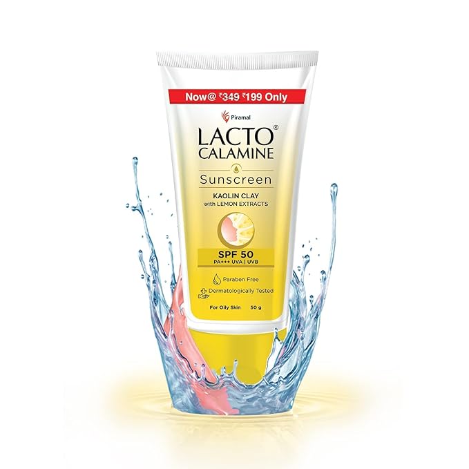 24 Karat Lacto Calamine Sunshield Matte Look Sunscreen SPF50 PA+++ for Oily or Acne Prone Skin, Very Water Resistant, Paraben & Sulphate Free, 50g
