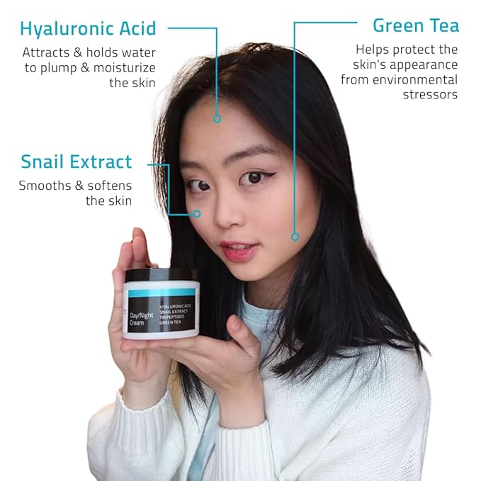 YEOUTH Day Night Face Moisturizer with Hyaluronic Acid, Snail Mucin Cream and Copper Tripeptide, Hydrating Fragrance Free Facial Moisturizer, Face Skin Care Cream for Women and Men 2oz