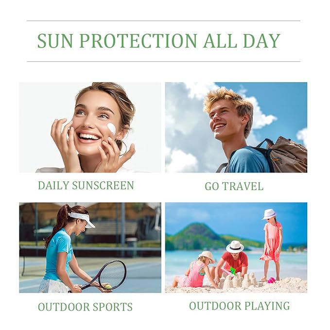 Centella Sunscreen SPF 50,Face Sun Screen Long-Lasting Protection,Madagascar Sunscreen, NO White Cast-Dry Oily Skincare,Moisturizing Non-ticky Centella Water-Fit Sun Serum for All Skin (Green)