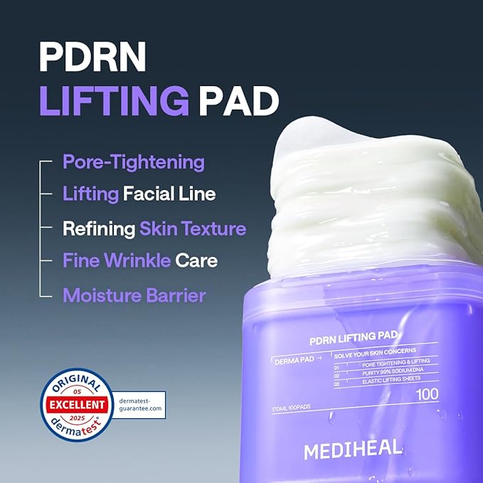 Mediheal PDRN Glass Skin Routine Bundle – Cream Pack Cleanser + Stretchable Toner Pads (100ct) + PDRN Lifting Serum | Pore Care, Firming & Deep Hydration