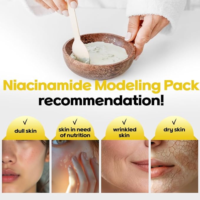 NEEDS NATURE Niacinamide Modeling Mask – Korean Peel-Off Rubber Mask for Face Care, Hydrating & Pore-Refining Powder Pack, 1000g Spa Facial Kit with Tools