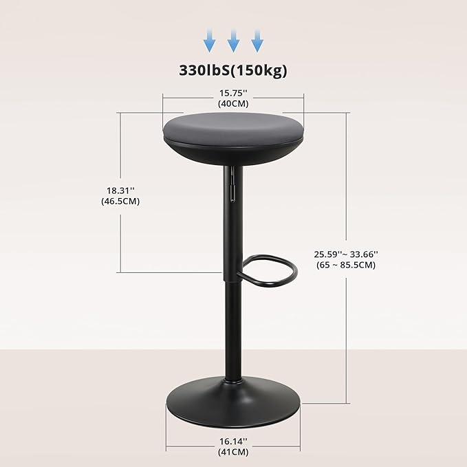 IWMH Standing Desk Stool, Ergonomic Adjustable Height Office Chair, Round 360° Swivel Sit Perching Stool Without Backrest for Bedroom, Kitchen, Living Room (Grey*2)