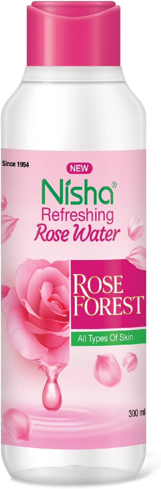 Nisha Refreshing Rose Water For Face 300ml | Gulab Jal For Face | Skin Toner For Glowing and Hydrating Skin | Pore Tightening | Balances pH | Makeup Remover| All Skin Type | Face Toner For Women & Men
