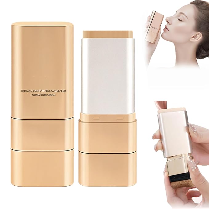 Luminous Dual-Ended Concealer Foundation Stick, Foundation Stick Korean 3 in 1, Multi-use Double Head Foundations Make up Sticks, Sweat-Proof for All Skin Types (#03 Pinkish Beige)